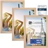 CABBEL Set di 3 cornici DIN A4 21x30 in legno MDF con vetro acrilico infrangibile, ideale per collage, ritratti e certificati in colore naturale