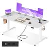 OffiGo Scrivania Regolabile in Altezza, 180×80cm Scrivania Elettrica con Prese et Porta di USB, Scrivania in Piedi con 2 impostazioni di Memoria, Standing Desk per Computer per Ufficio, Bianca