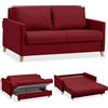 EVERGREENWEB MATERASSI & BEDS EVERGREENWEB - Divano Letto 2 Posti Matrimoniale L165xP110xA90 con Box Contenitore Struttura Pieghevole Imbottita Tessuto Bordeaux, Schienale a Doppio Cuscino, Sofà con Chaise Longue Estraibile CALION