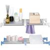 Hershii, scaffale in tensione con aste estensibili in metallo, fai da te, per organizzare, dividere e separare, per armadio, credenza della cucina e bagno, Ivory+blue, 40-60cm/15.74-23.62inches