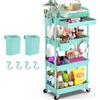 Yeabett - Carrello artigianale a 4 ripiani, carrello portaoggetti su ruote con cassetto per cucina, bagno, ufficio, soggiorno, blu