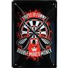 WOGEKA ART Blech Targa in Metallo con Scritta Dart - Triple is Funny Double Makes Money, 20 x 30 cm