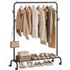 SONGMICS Stand Appendiabiti Singolo, Attaccapanni con Ruote, Struttura in Acciaio, Portata fino a 50 kg, Larghezza di 103,5 cm, Multifunzione, Nero HSR131B01