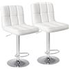 Sweetcrispy Set di 2 sgabelli da bar imbottiti in pelle PU, con schienale, poggiapiedi, girevole a 360°, sgabello da cucina di design, sgabello per bar, bianco