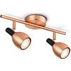 home sweet home collection Home Sweet Home Moderno Lampada Faretti LED Novi | 32/9.5/16cm | Rame | 2 luci plafoniera a spot | metallo | Dimmerabile | lampadine a LED incluse | GU10 | 5W | 390lm | uce bianco caldo