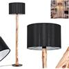 hofstein Lampada a stelo Saladillo, moderna lampada da terra in legno/metallo/tessuto naturale/nero/bianco, lampada dal design scandinavo con paralume rotondo (Ø 38 cm) e interruttore a pedale, altezza 145 cm,