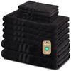 Lavea® Set di Asciugamani da 10 pezzi - 100% Spugna di Cotone - 4 Asciugamani Viso, 2 Teli doccia, 2 Asciugamani Ospiti, 2 Lavette - per Casa Hotel Spa - Nero