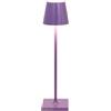 Zafferano, Lampada Poldina Micro, Lampada da Tavolo Ricaricabile e Senza Fili con Controllo Touch, Adatta per Salotto ed Esterni, Dimmer, 2200-3000 K, Altezza 27,5 cm, Colore Lilla