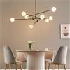 KOSILUM - Lampadario a braccio intrecciato, nero, vetro bianco, Rodia, luce bianca calda, illuminazione soggiorno, camera da letto, cucina, corridoio, 8 x max 5 W, G9, IP20