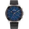 Tommy Hilfiger Orologio analogico multifunzione al quarzo da uomo con cinturino in pelle Nero - 1710523, Blue