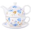 CHILDIKE Teiera e tazza in porcellana, set da tè per uno, teiera floreale, regalo per donne, orchidee