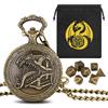 Keller & Weber Mini Set di Dadi DND, con Steampunk Lingua Scatola Custodia per Orologio da Tasca, 7 Pezzi in Metallo Poliedrico Dadi D&D, Sacchetto Regalo DND con Logo Drago, Accessori per Giochi di Ruolo, Bronzo