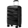KONO Valigia Trolley Rigida 55cm Leggero PP Valigie con TSA Lucchetto e 4 Ruote (20pollici, Nero)