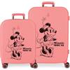 Disney Minnie Happiness rosa set valigie 55/70 cm ABS rigido chiusura TSA integrata 116L 7,54 kg 4 doppie ruote bagaglio a mano