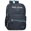 Pepe Jeans Edmon Zaino scuola adattabile a carrello blu 30 x 40 x 12 cm Poliestere 15,6 L by Joumma Bags, blu, Zaino scuola adattabile a carrello