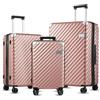 LUGGEX Set 3 Trolley con 4 Ruote - Valigie Rigide Espandibili in Policarbonato con Lucchetto TSA, Ideali per Viaggi Senza Fatica, S-M-L (Oro Rosa)