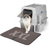 Nobleza Lettiera per Gatti XXL in Acciaio Inox Chiusa con Coperchio, Paletta e Tappetino, Anti-Odore, Antiaderente, Facile da Pulire per Gatti di Taglia Grande