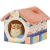 Jiupety Cuccia Gatto Interno Chiusa con Motivo a Stella, Casetta Pelosa per Gatti da Interno Taglia S 43 x 36 x 33 CM, Cuccia per Gatti Cat House, Rainbow Bunny