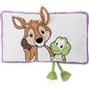 NICI 62282 Cuscino in Peluche con Motivo capriolo René Roebuck e ranocchio Fridolin Frog, Morbido e Ideale per Le Coccole di Bambini e Adulti, per casa, Asilo o in Viaggio, 43 x 25 cm, Bianco