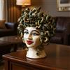 Ceramiche di Caltagirone Sofia Testa Medusa h 40 cm — Madreperla Antichizzato, Labbra Rosse | Ceramica Caltagirone - 40 cm / Linea Medusa
