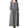 AMDOLE Vestito avvolgente da donna, midi a quadretti, a maniche lunghe, stile giapponese, vestito estivo con maniche, Grigio, XXL