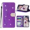 EuoDuo Compatibile con Samsung Galaxy A20e Cover Libro Ragazza Glitter Custodia in PU Pelle Luccicante Portafoglio con Porta Carte Magnetica Protettive Wallet Case - Viola