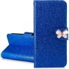 BLOTECH Brillantini Portafoglio Case for Huawei Y6 2018/Honor 7A Bling Glitter Brillantini Brillante blu Shiny Flash Leather Case Shell Wallet PU e Glitter Brillanti 3D Farfalla Strass Cover