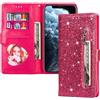 EuoDuo Custodia Libro Compatibile con Samsung Galaxy S24 Ultra Glitter Cover Portafoglio Magnetica Antiurto con Slot per Schede Brillantini Donna Ragazza Accessori di Cellulari Rosa