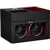 DRAIGERWAY Scatola Carica Orologi Automatische Uhrenbeweger Box PU Leder Uhrengehäuse mit leisem Motor Batteriebetrieb oder Netzteil für Automatikuhren (Claret PU-DGW)