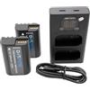 Dot.Foto DMW-BLK22 Premium 2200mh Batteria (x2) & DMW-BTC15 tipo Doppio Caricabatterie USB LCD per Panasonic Lumix DC-S5, S5II, S5IIX, S9, G9II, GH5, GH5II, GH5S, GH6