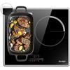 Cooksir Piano Cottura Induzione 3 Fuochi, Cooksir Piano Cottura Elettrico con Touch Control, Piano Induzione da Incasso a 3 Piastre, Zona Flex per Funzione Bbq, Blocco Bambini, senza Spina