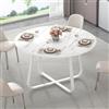 Mudmasa Tavolo da pranzo rotondo effetto marmo bianco moderno tavolo da cucina per 4-6 persone, tavolo rotondo salvaspazio per sala da pranzo e soggiorno, combinazione legno-metallo 130 x 75 cm