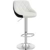 WOLTU Sgabello cucina, Sgabello da Bar, Sedia da Bar Girevole Regolabile in Altezza, con Schienale Poggiapiedi, in PU, Bianco, BH30ws-1