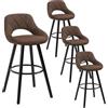 WOLTU Sgabelli da Cucina Set di 4, Sgabello da Bar per Colazione, Sgabelli Alti con Poggiapiedi e Schienale, Sedile in Tessuto Tecnico+Gambe in Legno, Marrone Scuro, BH291dbr-4