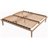 Comprarredo Rete legno 160x190 matrimoniale ortopedica fissa struttura in legno di faggio, rete letto con doghe flessibili curve, regolatori di portanza e rigidità e 5 piedi di cui uno centrale