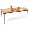 RELAX4LIFE Tavolo da Pranzo da Esterno per 8 Persone da 200 cm, Tavolo Rettangolare con Foro per Ombrellone da 5 cm, Piano in Legno di Acacia a Doghe, Gambe in Metallo, per Giardino (Modello 2)