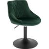 WOLTU Casa Sedia Alta per Cucina con Schienale in Velluto, senza Poggiapiedi, l'altezza può essere regolata tra 42-58 cm, Verde Scuro, BH242dgn-1