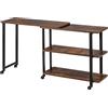 LIFEZEAL Tavolo Console Allungabile, con 6 Ruote, Scrivania a Forma di L per Computer, Tavolino Lato Divano, Salvaspazio, Trasformabile, Stile Industriale, per Soggiorno, Salotto, Corridoio, Marrone