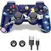 gamtooy Controller Play3, controller wireless P3, doppio shock Gamepad per Play 3, controller 6-axis con cavo di ricarica e manopole Thump