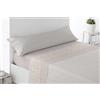 Miracle Home. Set di lenzuola RODA Set da 3 pezzi, lenzuolo con angoli regolabili, piano di lavoro e federa. Anti peeling. 50% cotone/50% microfibra spazzolata. Beige. 105 x 200. Letto 105