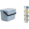 TATAY Pattumiere per la Cucina | 1 Compostiera Smart 6L Blu Senza Supporto + Set 4 Contenitori Differenziata Easy Waste 20L Bianco | Design Compatto e Modulabile | Materiale Riciclato