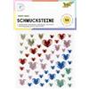 folia 12311 - Pietre preziose HEARTS BASIC, 54 pietre glitter a forma di cuore in 5 colori, adesivi in 3 dimensioni, autoadesivi, per abbellire e decorare