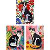 Artery8 Set of 3 Cat Dog Lover Matisse Style Paintings Living Room 12X16 Inch Wall Art Prints Pack