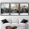 Artze Wall Art Stampa artistica astratta di quadri montagne 3 pezzi, 30 cm di larghezza x 40 cm di altezza, nero/grigio/giallo