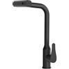 WLTEDRGO Rubinetto Lavello Cucina a Cascata, Rubinetto Cucina con Doccetta Estraibile, Miscelatore Cucina ad Alta Pressione con 3 Modalità di Getto, Girevole a 360°, Rubinetto Cucina Nero Opaco