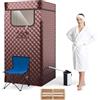 HOMASIS Sauna a Vapore Portatile da 3 L, 1000W, Sauna da Casa con Finestra Trasparente, Telecomando, Massaggiatore per Piedi e Sedia Pieghevole, per SPA Domestica, 91 x 91 x 183 cm (Marrone)