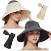 Maylisacc 2 Pezzi Cappello con Visiera Estiva in Paglia a Tesa Larga Cappellini da Donna con Protezione Solare UV Open Top Packable (Khaki + Crema)