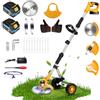 Fovendi 21V Decespugliatore a Batteria con 2x2Ah Batteria e Caricabatterie 3 Lame Tagliabordi a Batteria Elettrico con Ruote Decespugliatore Elettrico