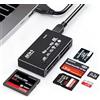 Kmuqshy Lettore Schede USB 2.0 di Memoria, 6 in 1 Card Reader per SD, TF, CF, Mini SD, SDHC, Windows, Mac, Adattatore Multi Formato per Trasferimento Dati da Schede di Memoria su PC, Laptop e Dispositivi USB