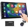 Haudio Autoradio 2 DIN Bluetooth con CarPlay wireless & Android Auto,con schermo 7 pollici Touchscreen Lettore, Mirror Link,FM Radio,Telecamera di backup,Bluetooth 5.0,AUX(RAM 2GB+ROM 64GB)